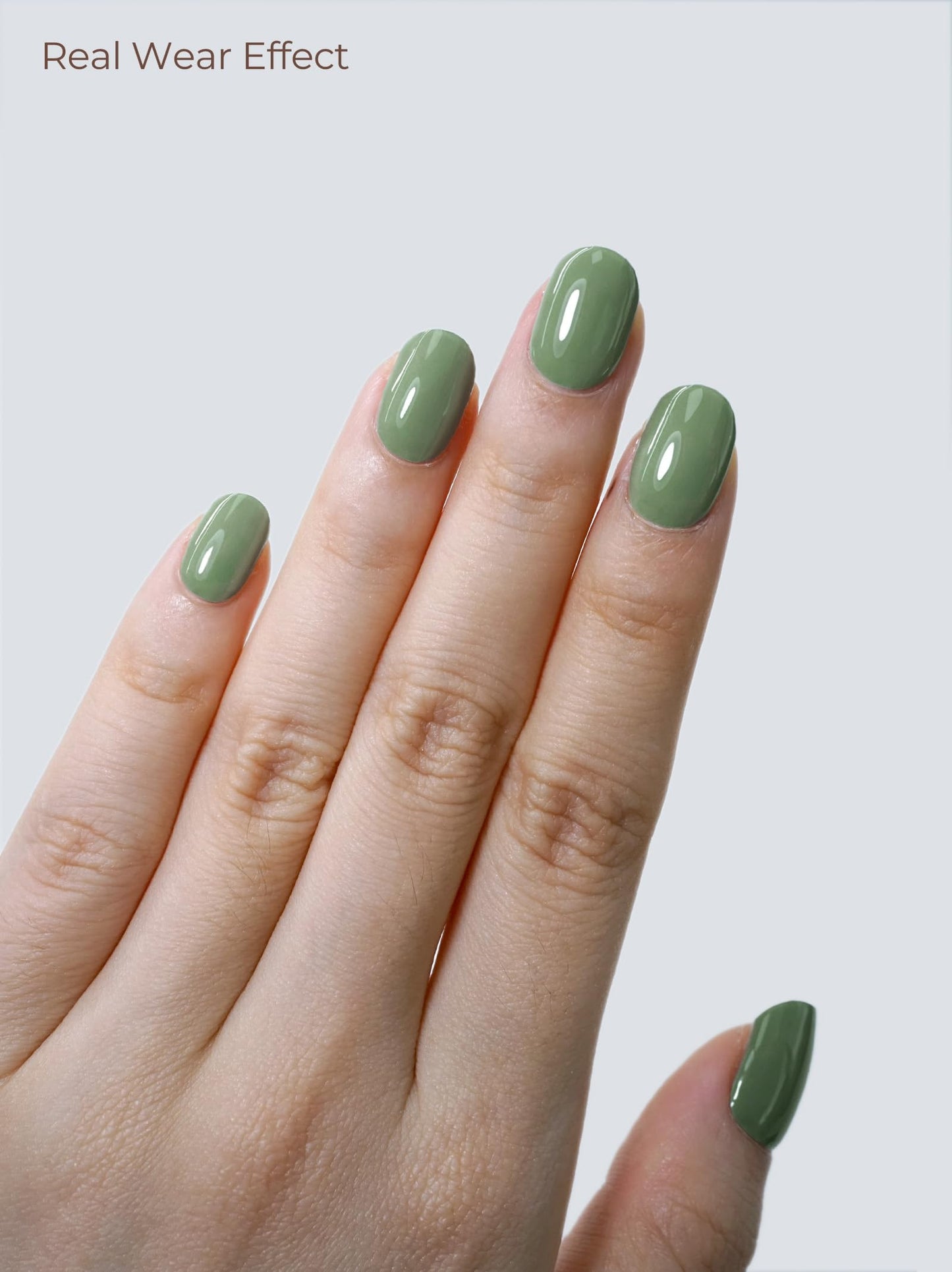 Beaolata Real Gel Nail Strips (No UV Light Needed) - 44Pcs Salon Quality Nail Stickers - Long Lasting Polish Wraps for Women, Easy Apply & Remove (Matcha Glaze Green)