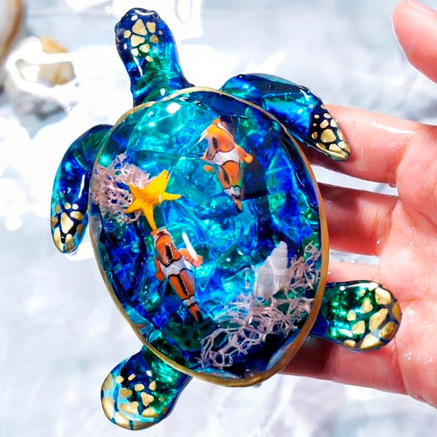 LET'S RESIN 2pcs Turtle Resin Molds, Durable 3D Animal Silicone Molds for Epoxy Resin, Smaller Sea Turtle Marine Art Silicone Resin Molds for Craft, Ocean Theme Night Lights, Home Decor