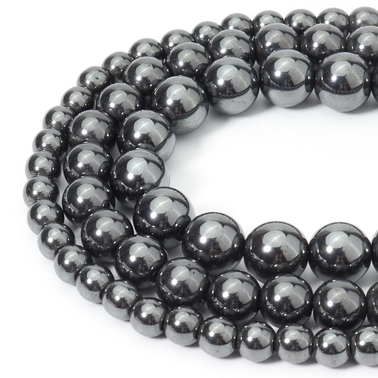 Siomia 45pcs 8mm Natural Black Hematite Beads Energy Healing Crystal Round Loose Stone Beads for Jewelry Making, DIY Bracelets Necklaces