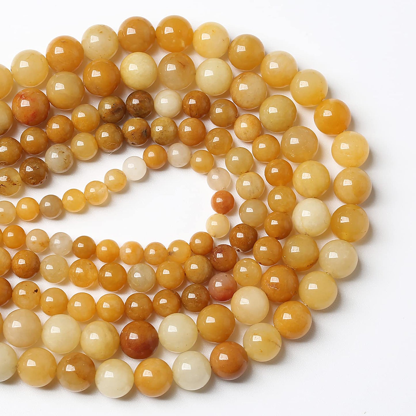 90PCS 8mm 45pcs Natural Yellow Aventurine Jade Beads Round Loose Beads Energy Crystal Healing Power Gemstone for Jewelry Making DIY Bracelet 32" 2 Strands