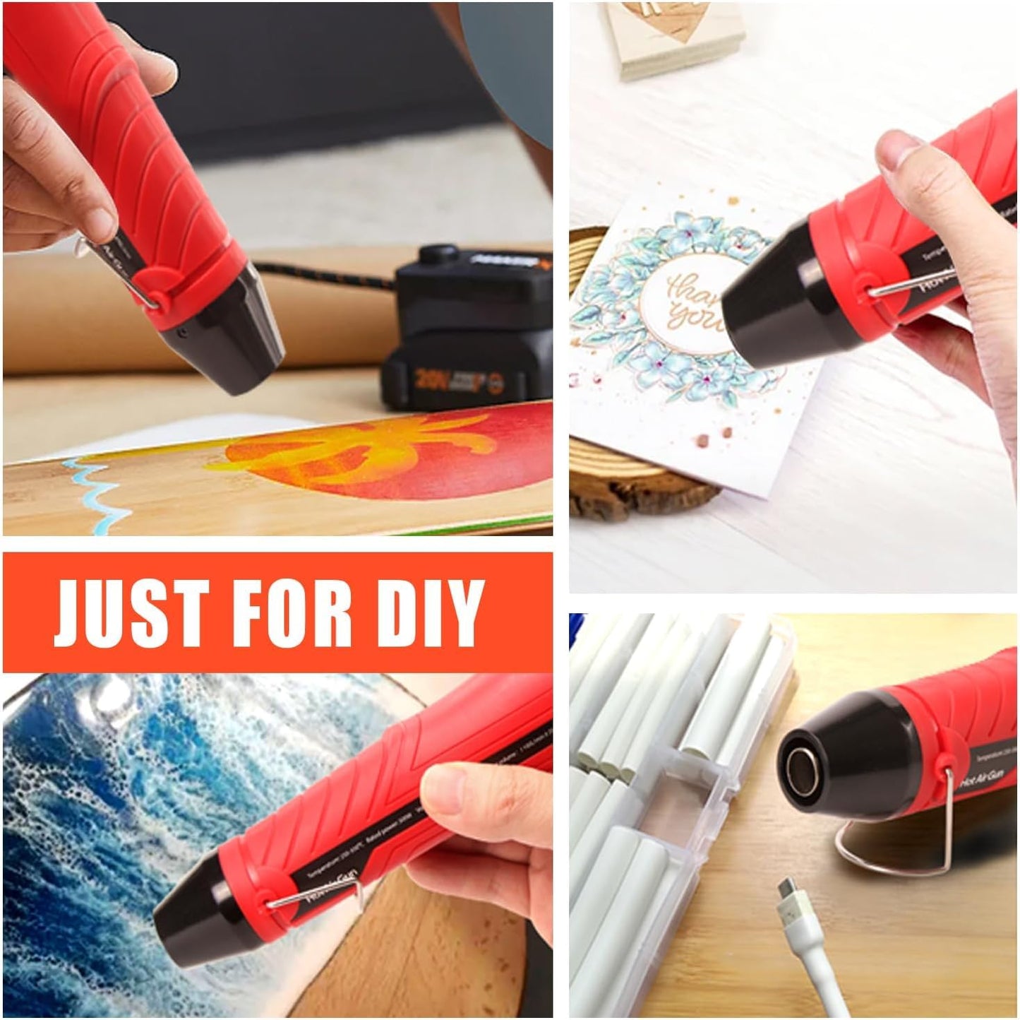 LDK Heat Gun for Crafting, Mini Dual Temp Hot Air Gun Tool with Reflector Nozzle for Epoxy Resin, Shrink Wrapping, Vinyl Wrap, Embossing, Electronics, Candle Making, Phone Repair & DIY