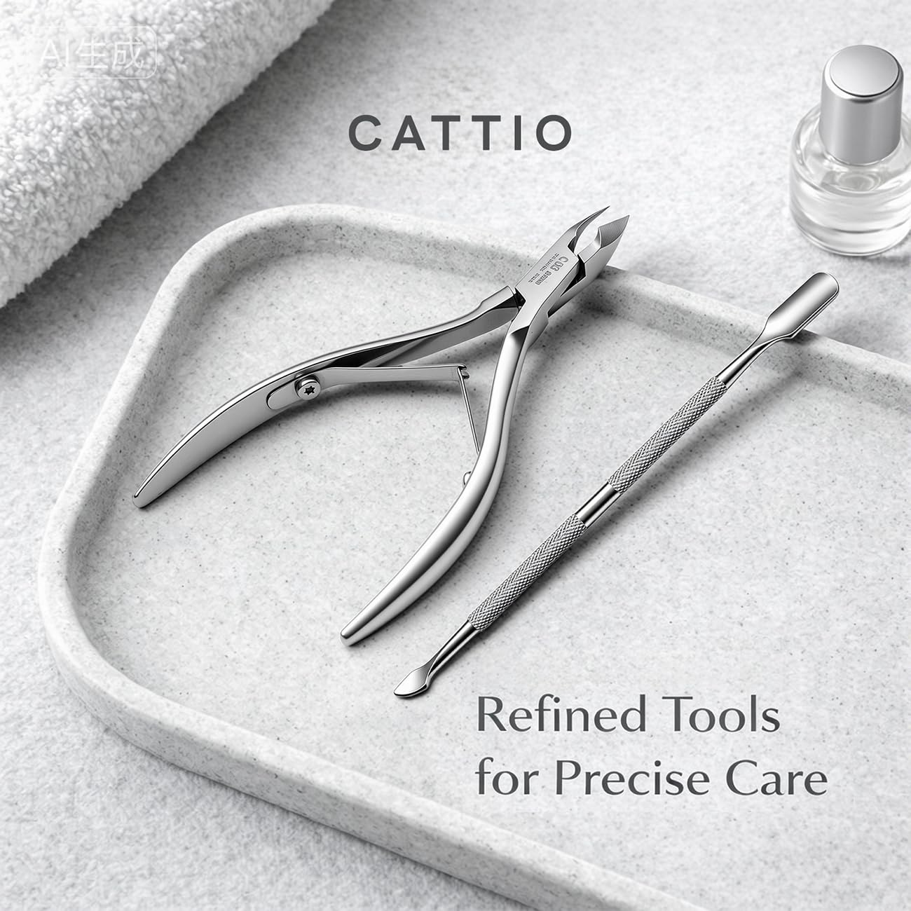 Cattio Cuticle Trimmer with Cuticle Pusher and Cutter, Professional Stainless Steel Nippers, Cutter Clippers, Cuticle Remover, Durable Pedicure Manicure Tools for Fingernails and Toenails Dead Skin