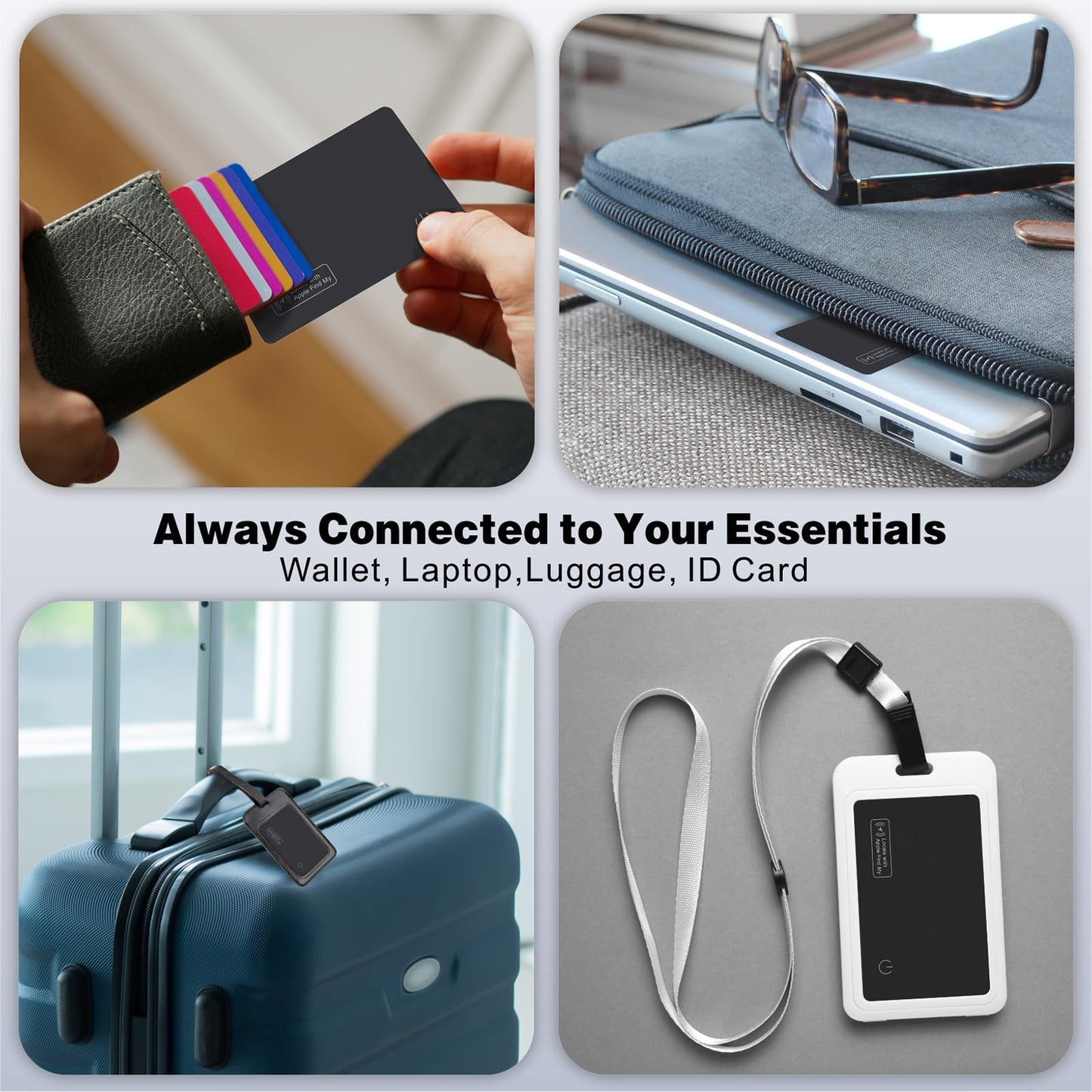 Wallet Tracker Card, Apple Find My Compatible (iOS Only), Slim Smart Bluetooth Tracker, Rechargeable Item Locator for Keys & Luggage, IP68 Waterproof, Gift for Men & Women