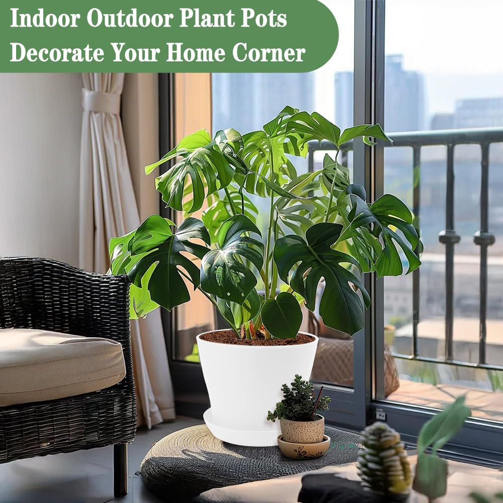 Bluckincle 8 Pack 4.7 Inch Flower Pots and 8 Pack 6.7 Inch Plant Pots Indoor Outdoor