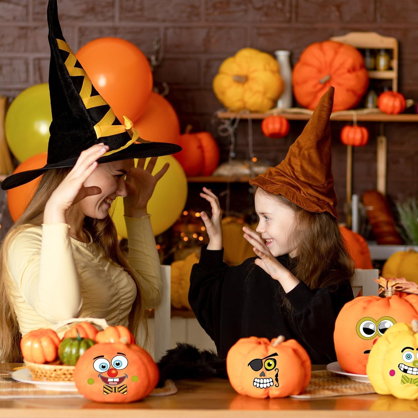 kockuu 72 Pack Halloween Pumpkin Decorating Stickers - Mini Make 36 Sheets of Small Pumpkin Face Stickers for Kids, Toddlers & Party Favors