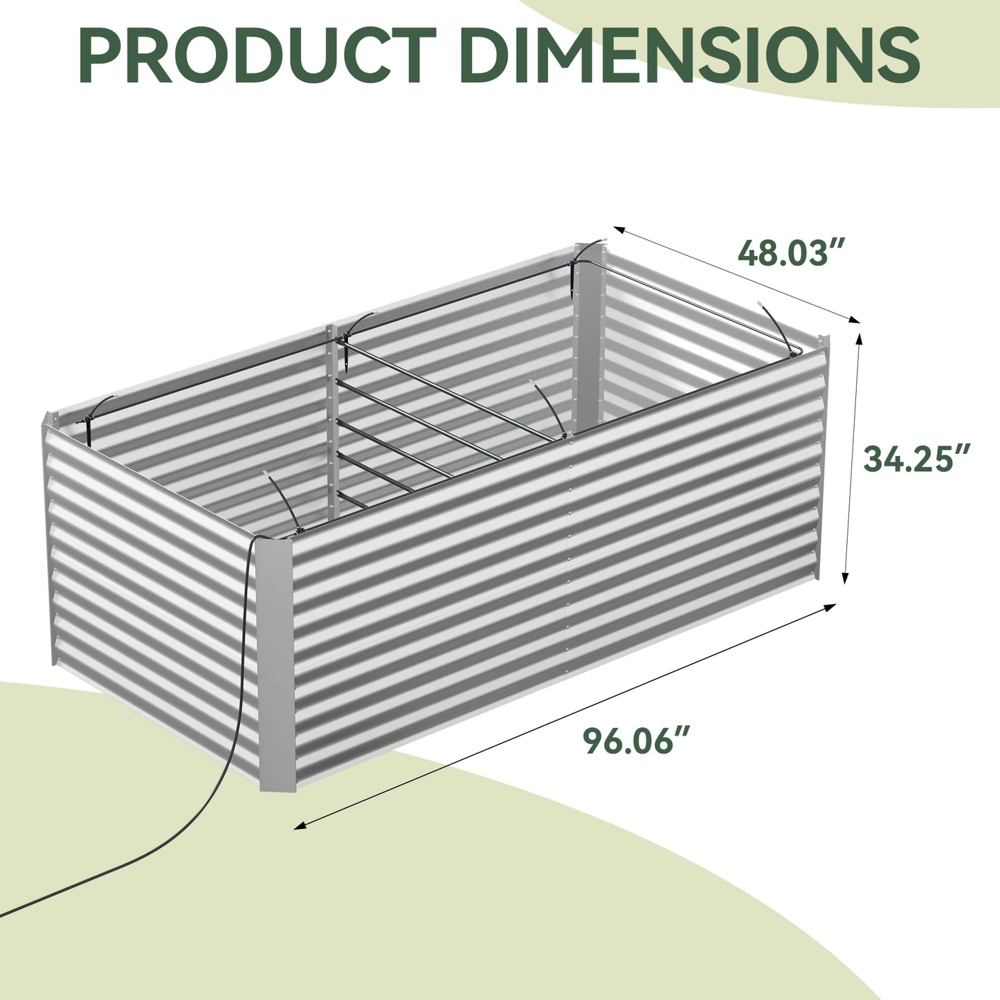 Lineware 8x4x3 ft Tall Galvanized Raised Garden Bed with Self-Watering System, Elevated Planter Boxes Outdoor, Rectangular Deep Raised Beds for Gardening,Vegetables,Flowers, Backyard, Patio