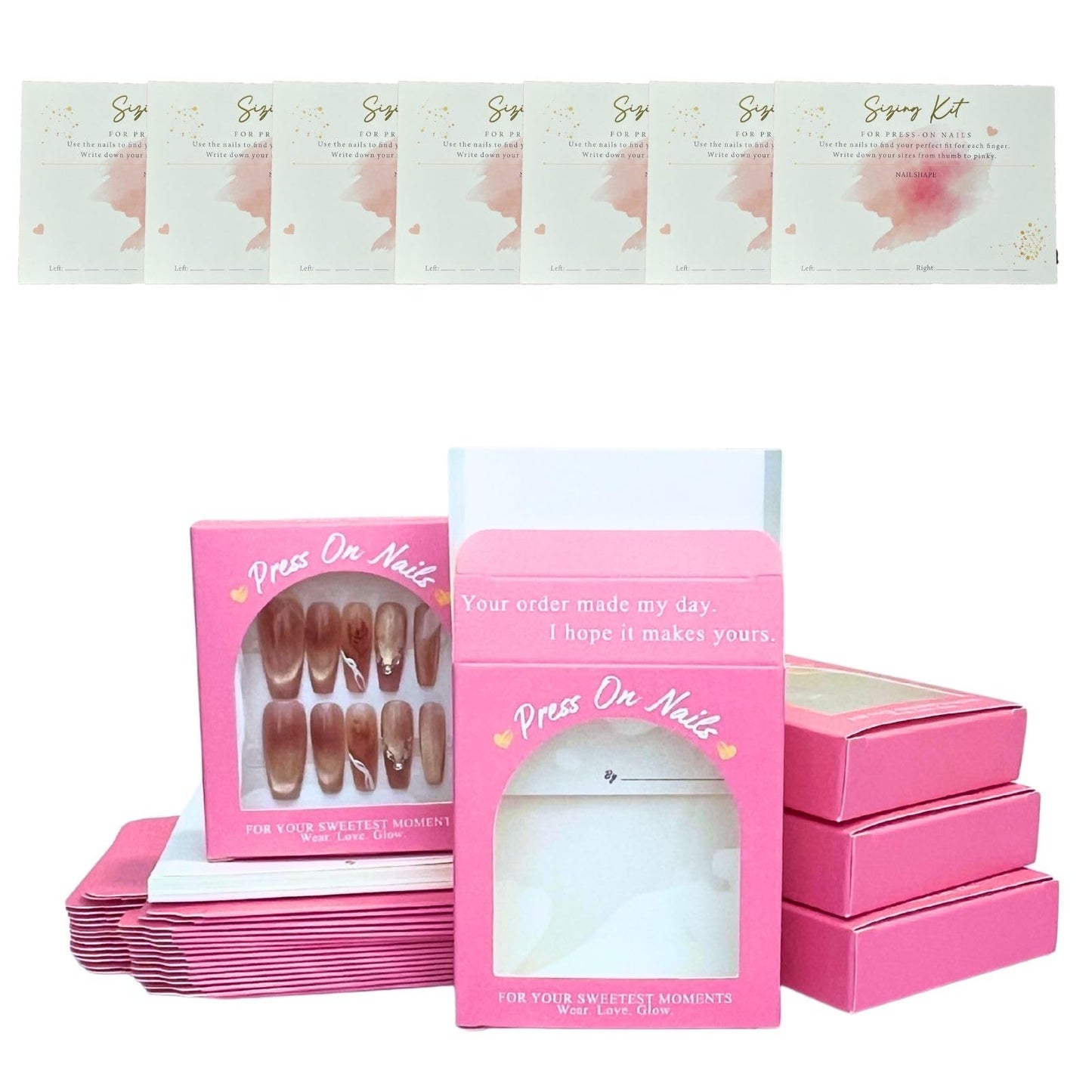 Press on Nails Packaging Box+ Sizing Kit Card