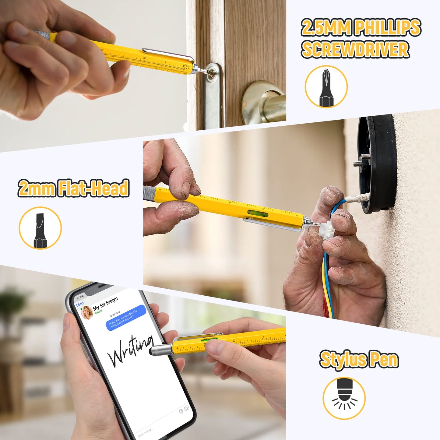 BIIB 6 in 1 Multitool Pen, Mens Gifts for Dad Boyfriend Husband, Anniversary Birthday Father‘s Day Gifts for Men, Gift for Men Who Have Everything, Dad Gift from Daughter Son, Cool Tools Gadgets