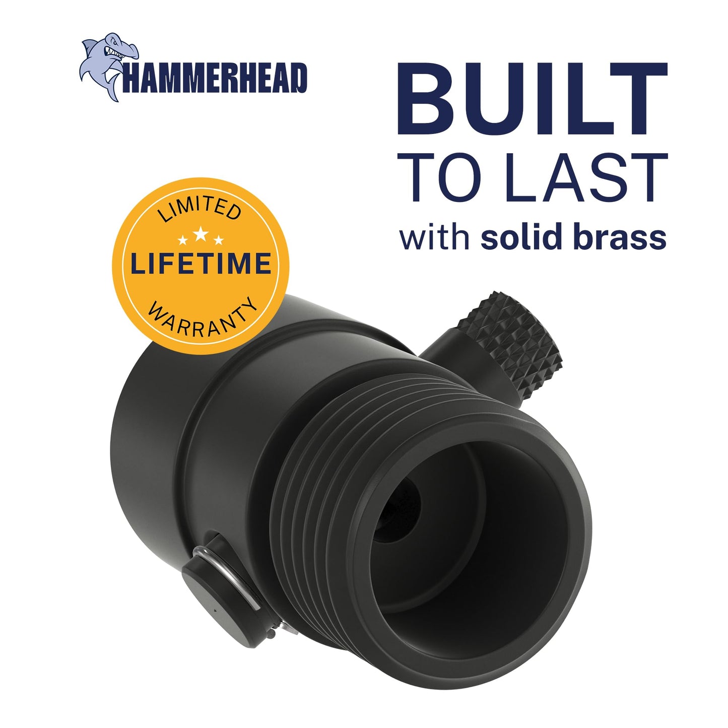 HammerHead Showers Solid Metal Shower Head Shutoff Valve, Brass Valve Reduces Flow to a Trickle, Universal Shower Shutoff, Plumbing Code Compliant, Matte Black