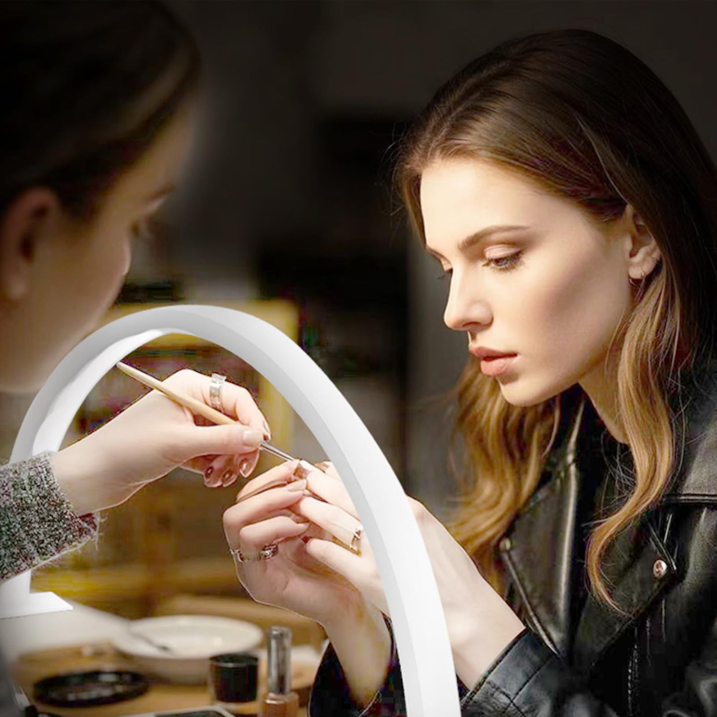 ZIRIKEDAI Half Moon Nail Table Lamp for Perfect Salon Lighting and Craft Illumination Stylish Half Round Light for Nail Art and DIY Projects Ideal Lighting Solution for Beauty and Craft Enthusiasts