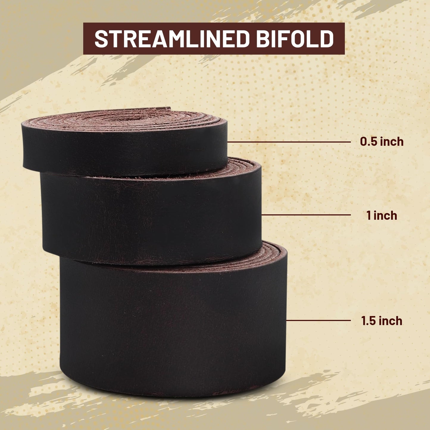 Genuine Buffalo Leather Strap for Crafts - Handcrafted Durable Full Grain Leather Roll - Leathercraft Accessories for Bracelet Making, Belt Making Supplies, Keychains, Dog Collars, & More (1” x 60”)