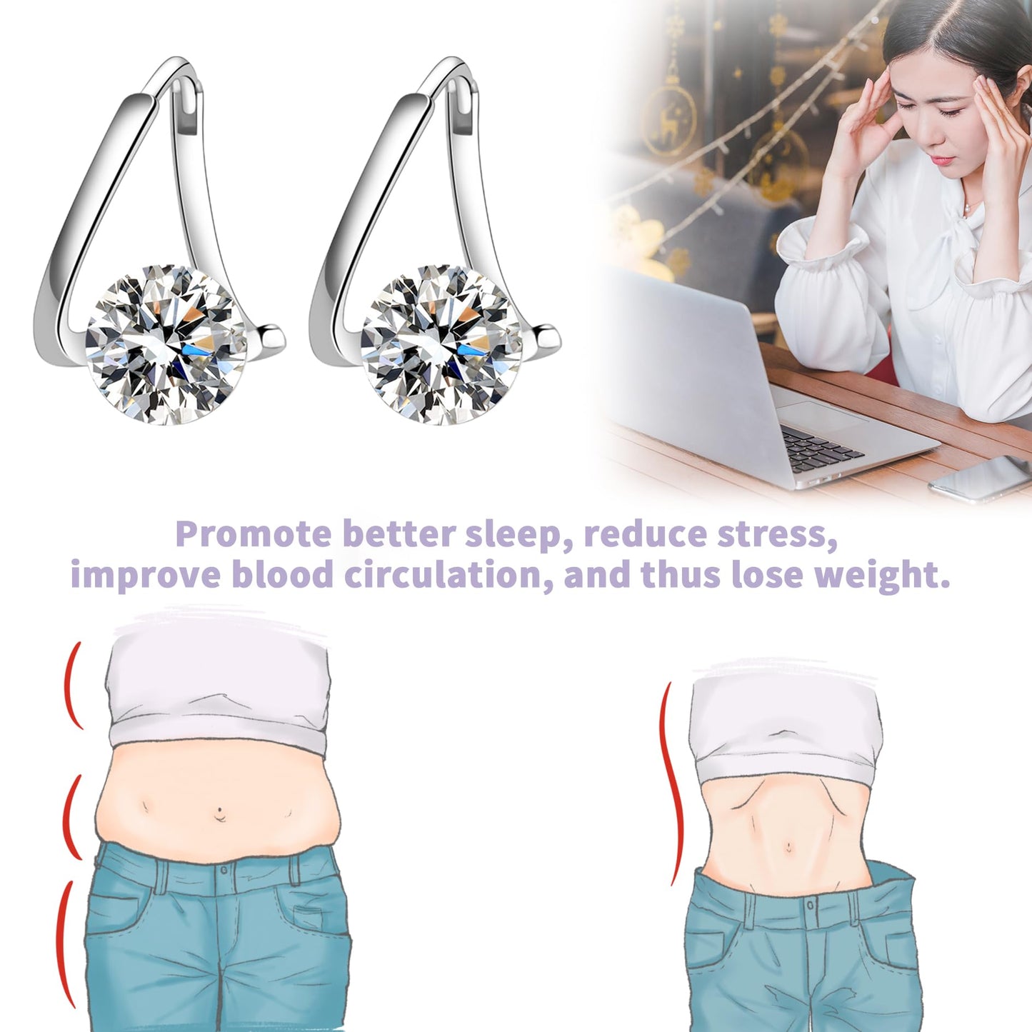 Lymphvity Germanium Earrings, Lymphvity Magnetherapy Germanium Earrings (2 Pairs Gold + Silver)