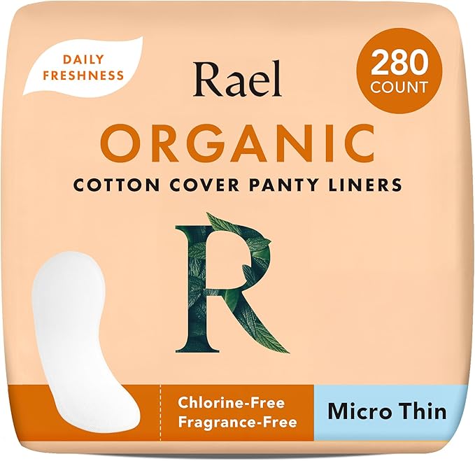 Rael Panty Liners for Women, Organic Cotton Cover - Daily Pantiliners, Light Absorbency, Unscented, Chlorine Free (Micro Thin, 280 Count)