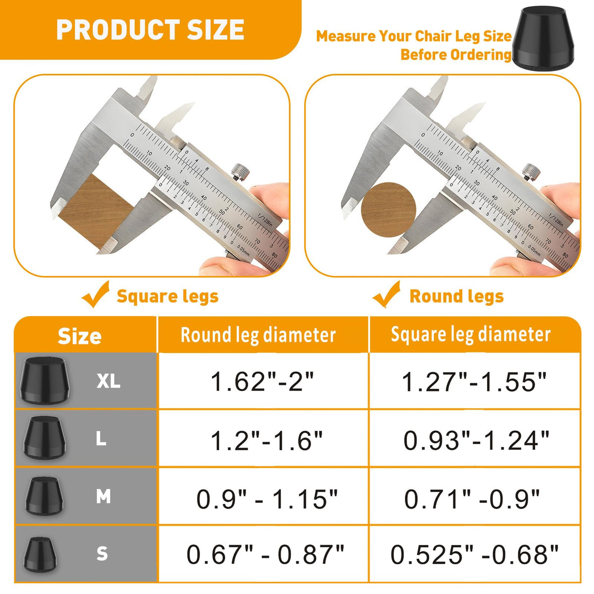 Chair Leg Protectors for Hardwood Floors (24 Count)