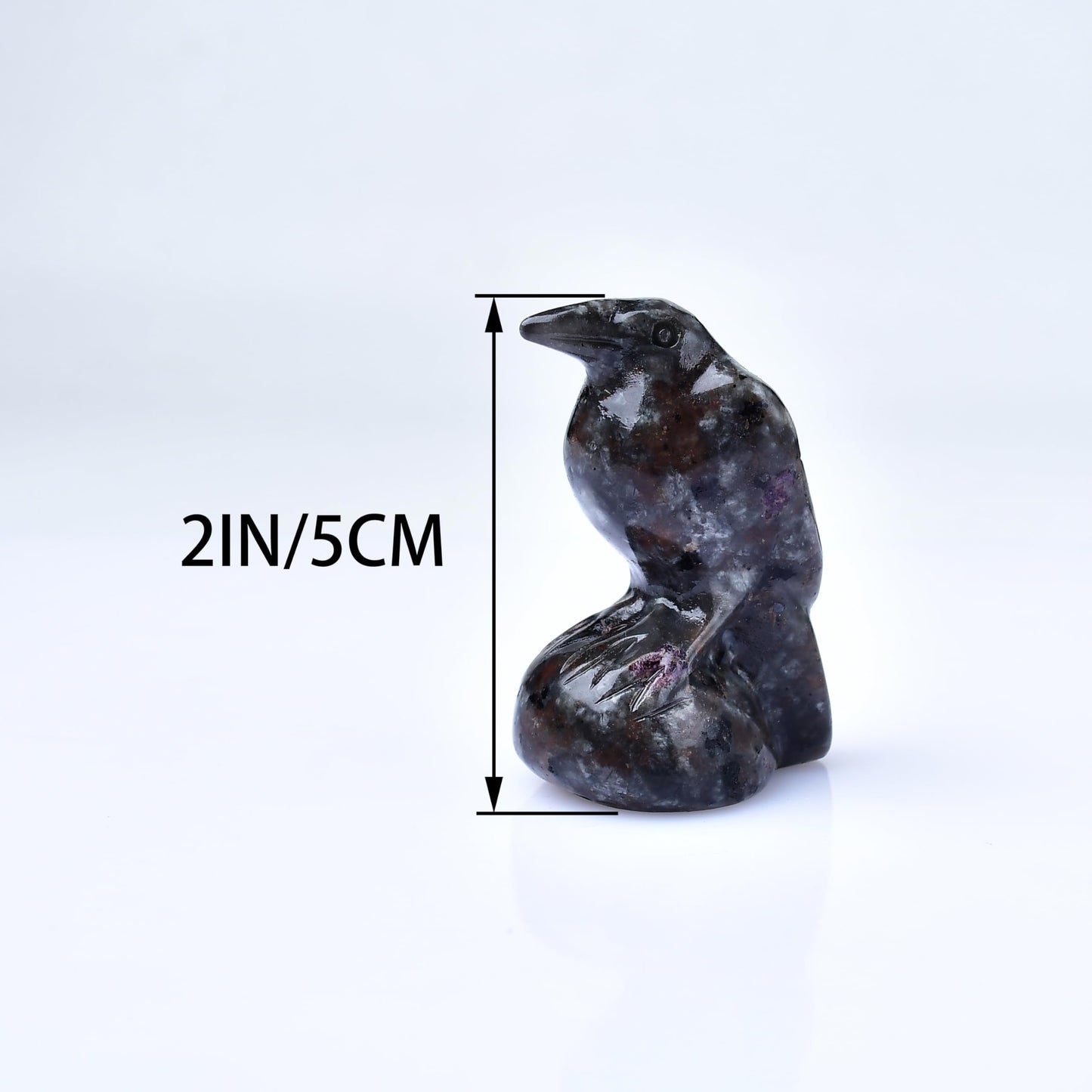 WUYOUSHI Natural Flame Stone Crystal Raven Statue 2" Healing Crystal Handmade Sculpture Guardian Pocket Statues Reiki Meditation Office Home Decoration Gift