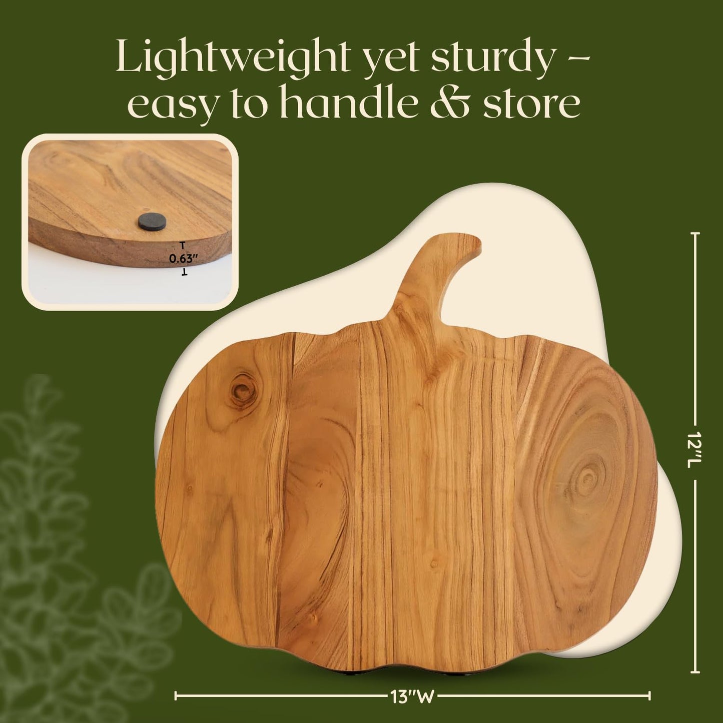 Aurah Halloween Pumpkin Shaped Wood Cutting Board for kitchen Decoration Serving Platter, Gothic Cutting Boards with Handle (12 x 13 Inch)