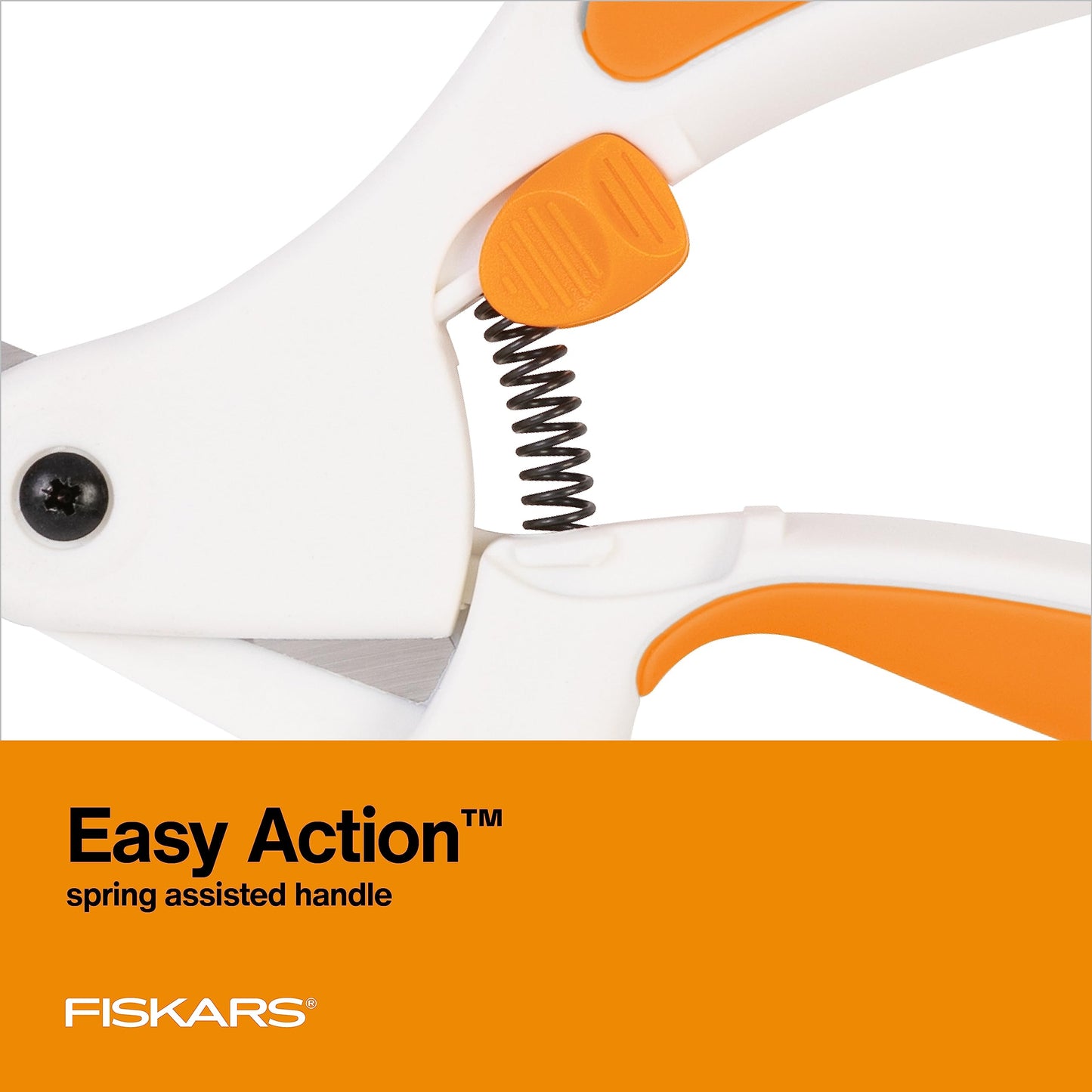 Fiskars Easy Action Scissors, No. 8, Spring-Assisted & SoftGrip Bent Handle Reduces Hand Fatigue, Precision Stainless Steel Blades for Clean Tabletop Cutting, Ambidextrous Design, Stainless Steel