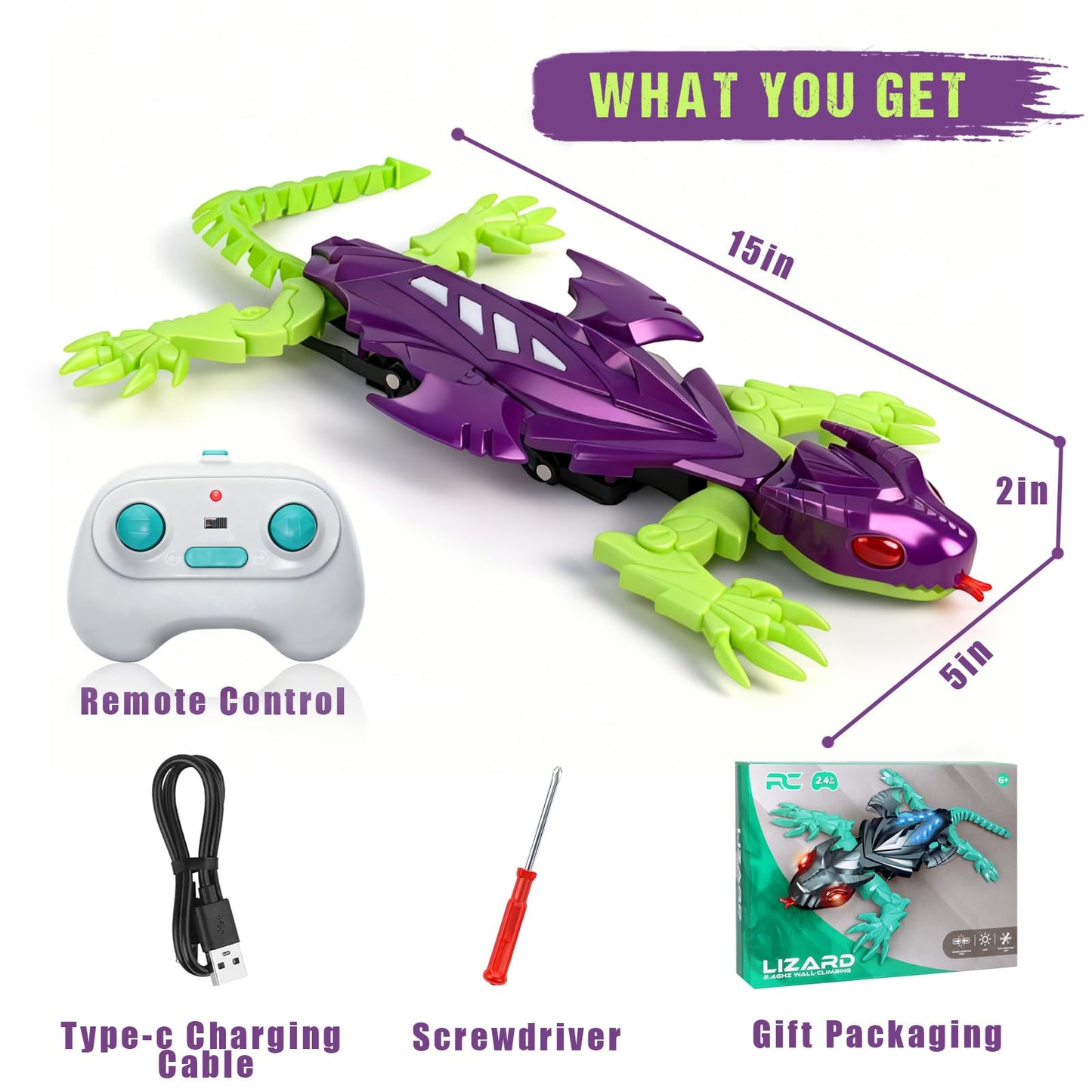 ORAANEYOYO Winged Flying Wall Climbing Gecko - Interactive RC Wall Crawler Robot Lizard,Geckos RC Toys for Boys Girls Teens Ages 3+, Halloween Birthday Gifts Easter Basket Stuffers Stocking Stuffers