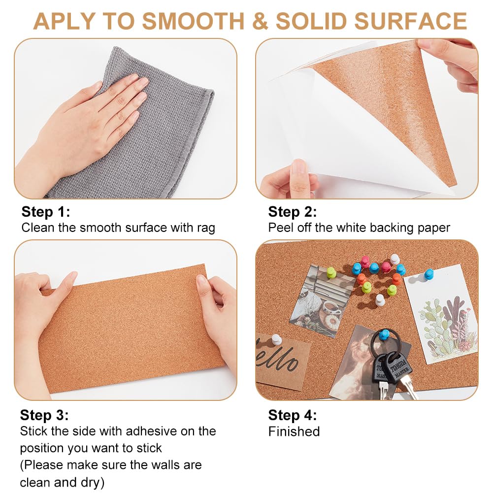 BENECREAT 98x6 Inch Self-Adhesive Cork Roll 1/8inch Thick Backed Cork Boards Mat Strong Self-Adhesive Corkboard for Wall Furnitures Party Decoration, DIY Crafts