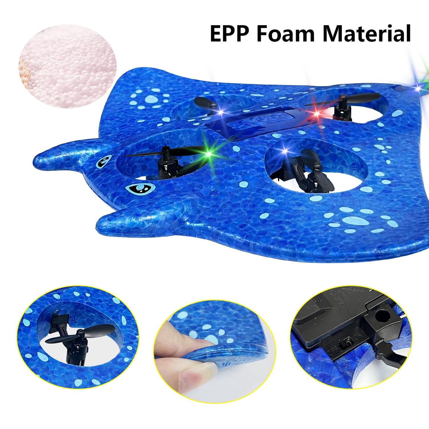 RC Airplane for Kids and Beginners, 2.4GHz Remote Control Drone with 2 Batteries, 360° Drop-Resistant Stunt Spin Remote Fighter Jet with Lights Outdoor Flying Toy