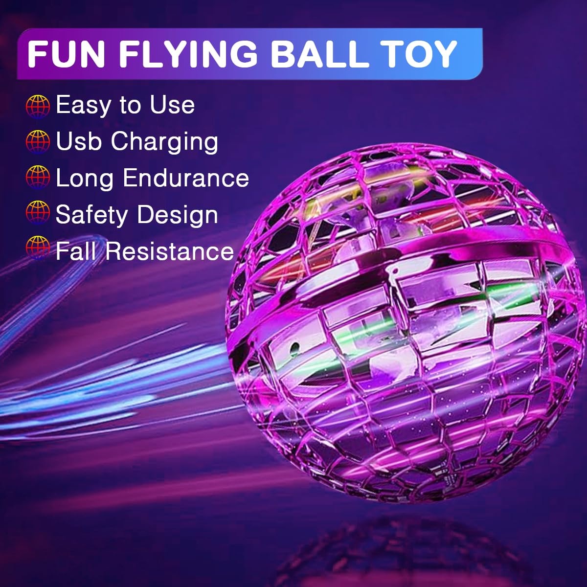 Taikcsut 2025 Upgraded Flying Orb Ball Toy, Hover Boomerang Ball Spinner Mini Drone - Magic Floating Galactic Fly Spinning Orb, for for Boys Girls and 6-12 Age Kids