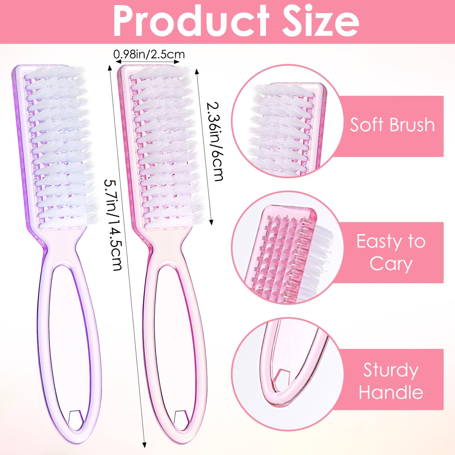 100 Pcs Handle Grip Nail Brush for Cleaning Fingernails Cleaner Scrub Brush Bulk Manicure Tools Scrub Cleaning Brushes Kit, Use for Nail and Toe (Bright Colors)
