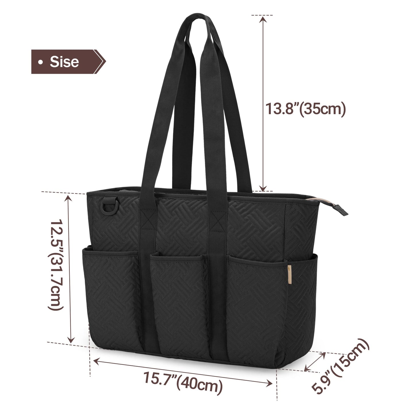 Fasrom 2PCS Nurse Tote Bag Bundle for Work, Structured Clinical Bag and Lightweight Puffer Nursing Tote, Multi-Pocket Nurse Bags for Nurses, Nursing Students, Home Health Care, Black+Pink
