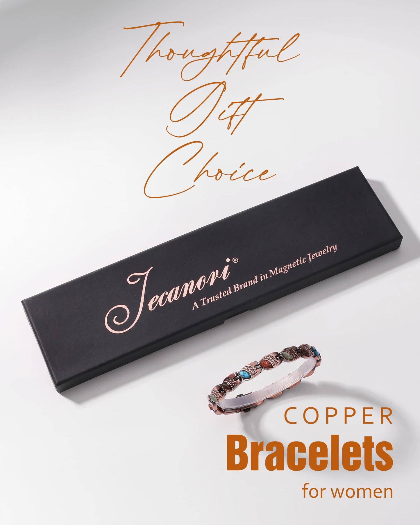 Jecanori Ultra Strength Copper Magnetic Bracelets for Women with 3800 Gauss Magnets &Natural Turquoise & Adjustable Tool