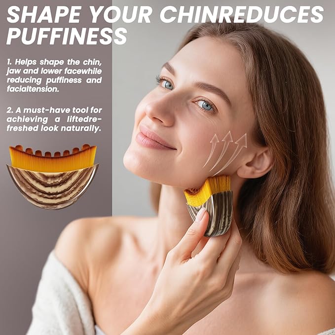 Lymphatic Contour Face Brush,Dry Lymphatic Drainage Massager,Soft Dry Brushing Beauty Tool for Jawline, Chin & Facial Sculpting Designed to Fit The Skin Precisely and Relieve Fatigue (2PCS)