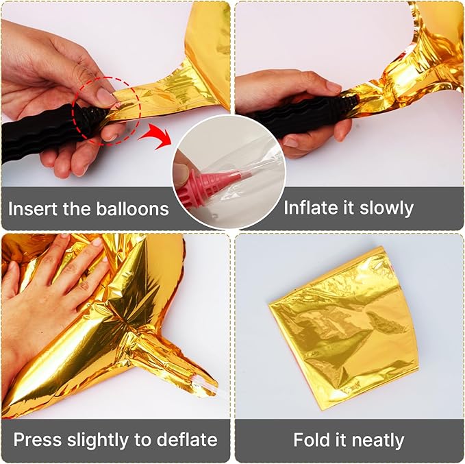 PartyWoo Metallic Gold Foil Balloons 3pcs 50 Inch Large Round Foil Big Giant 4D Jumbo Inflatable Mirror Ball Mylar Balloons for Graduation Birthday Baby Shower Anniversary Tea Party Decorations