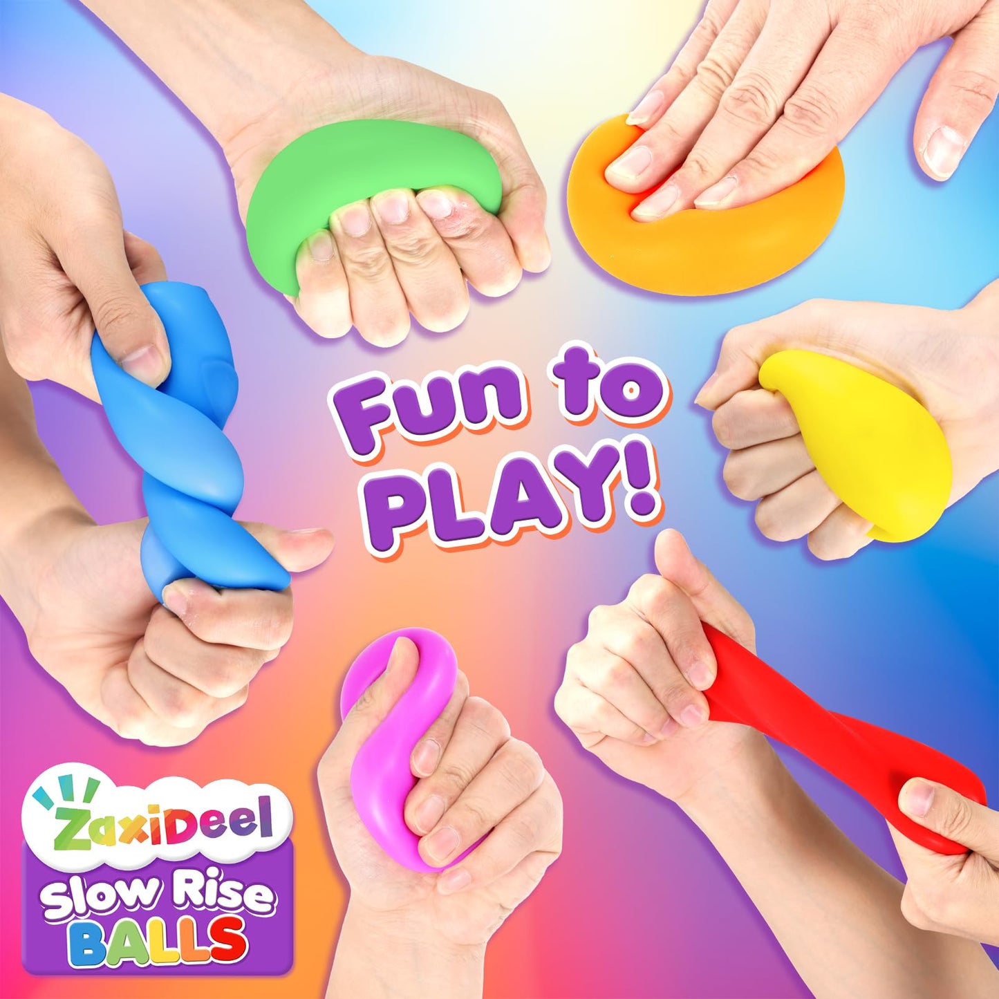 Slow Rising Stress Ball 50 Pack: Mini Squishy Ball for Kids Anxiety Relief, Hand Therapy Sensory Toy, Pull Stretch Fidget Toy, Prize Box Toys for Classroom, Bulk Toy for Teacher, Offices & Group