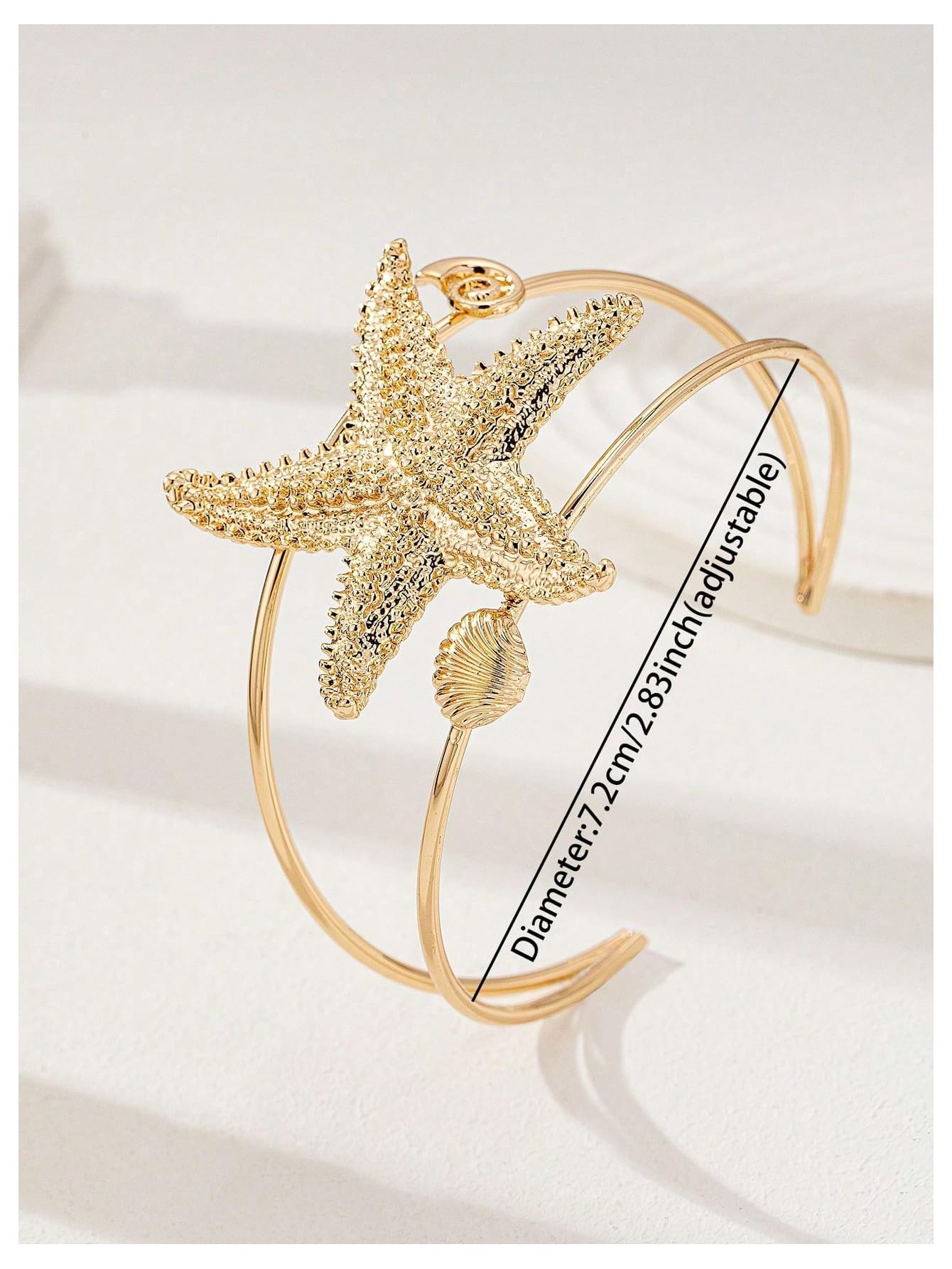 MakeMeChic Beach Gold Arm Cuff Jewelry for Women Bangle Band Armlet Flower Upper Arm Cuff Bracelet Summer Beach Essentials Gold Starfish A One-Size