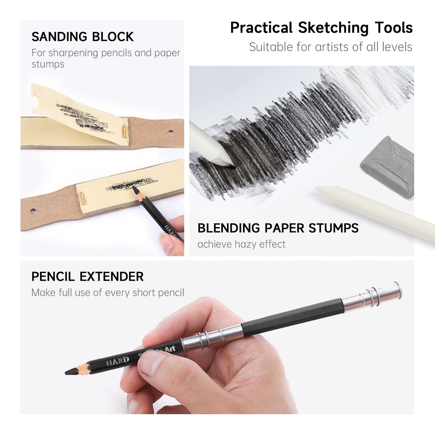Shuttle Art Sketching and Drawing Pencils Set, 37-Piece Professional Sketch Pencils Set in Zipper Carry Case, Drawing Kit Art Supplies with Graphite Charcoal Sticks Tool Sketch book for Adults Kids