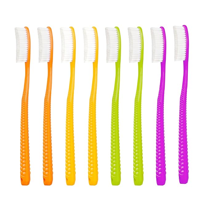 EasyHonor Huge Head, Big Giant Head Toothbrush, Hard & Firm bristles BPA Free for Proper Dental Care, White Hard Bristles.(8pcs)
