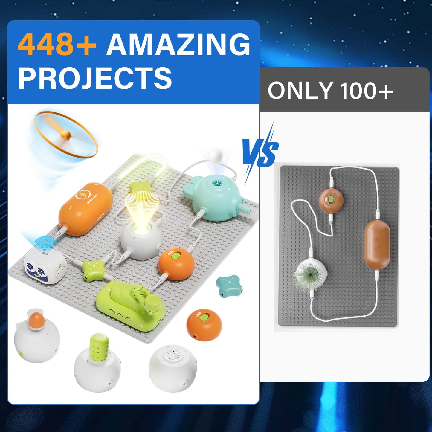 Science Kits for Kids, 448+ Projects Circuit Exploration Kits Educational Electronics Toys for Boys & Girls Hands-On Engineering Toy, Birthday, Halloween, Christmas Gift for Ages 5 6 7 8 9 10 11 12