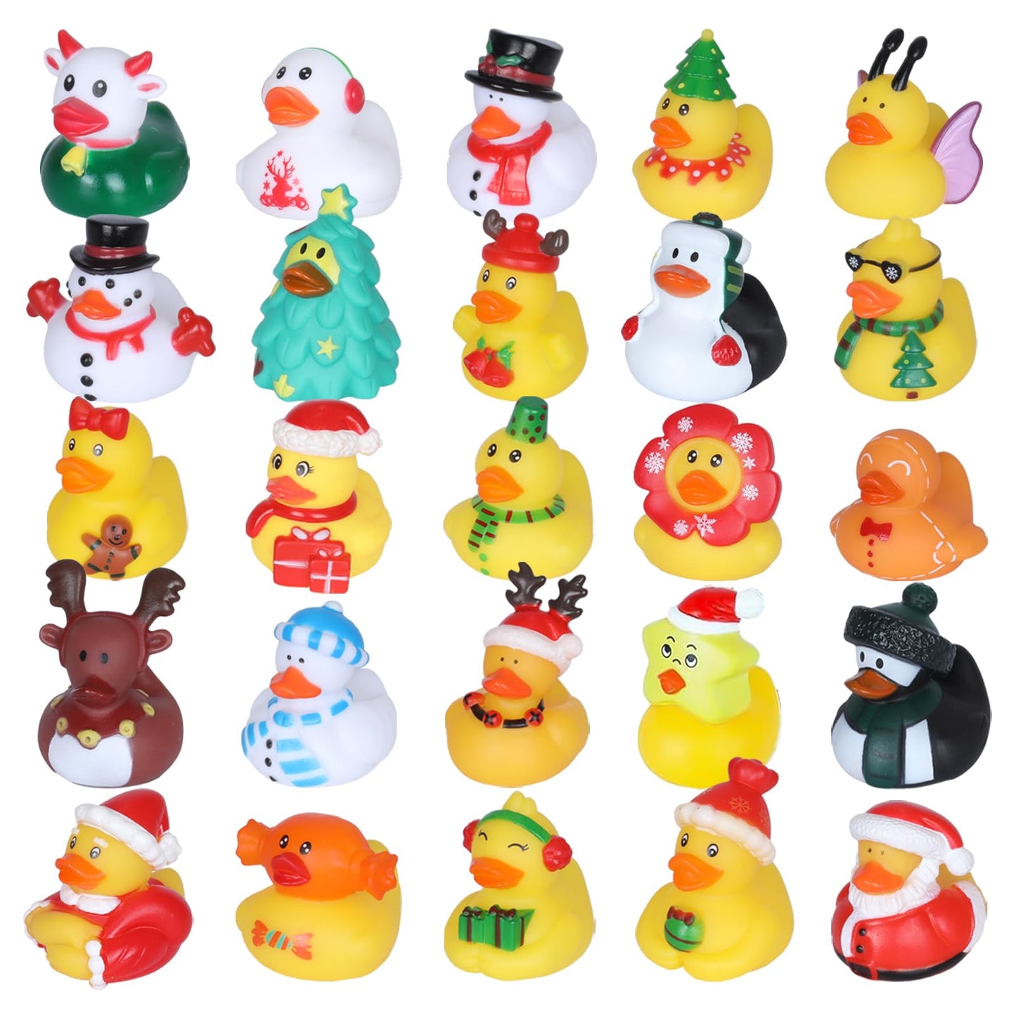 24Pcs Bulk Rubber Ducks Set with 24 Cards & Cotton Ropes - Adorable Heart Designs for Ducking Decor, Party Favors & Gift Exchange - Perfect for Adult