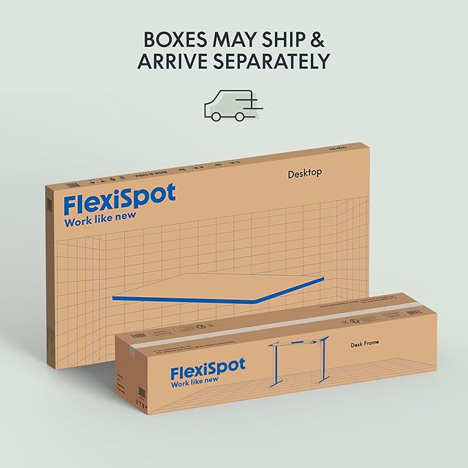 FLEXISPOT EN1 One-Piece Adjustable Stand Up Desk - 60 x 24 Inches Electric Standing Desk with Seamless Desktop (Silver Frame + Mahogany Top, 2 Packages)