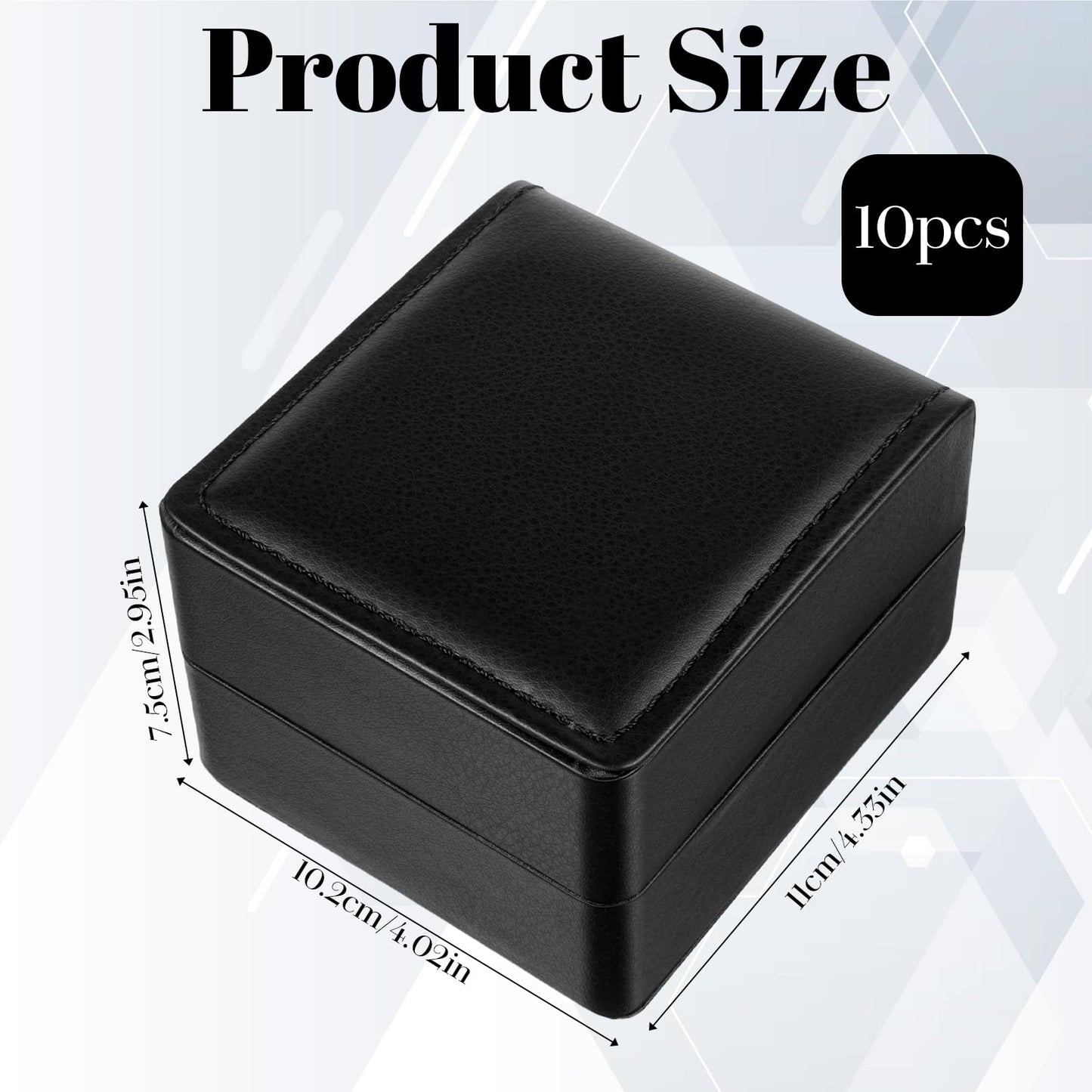 zisiueel 10 Pack Single Watch Gift Box for Men Women, PU Leather Watches Storage Case with Removable Pillow, Portable Display Organizer for Smart Watches & Jewelry, Premium Gift Box for Watch, Black