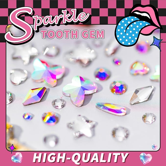 154 Letter pcs Teeth Gem Kit,Tooth Gems for DIY Crystals Teeth Jewelry Kit for Girls Gold Y2K Butterfly Love for Boys Silver (Silver)