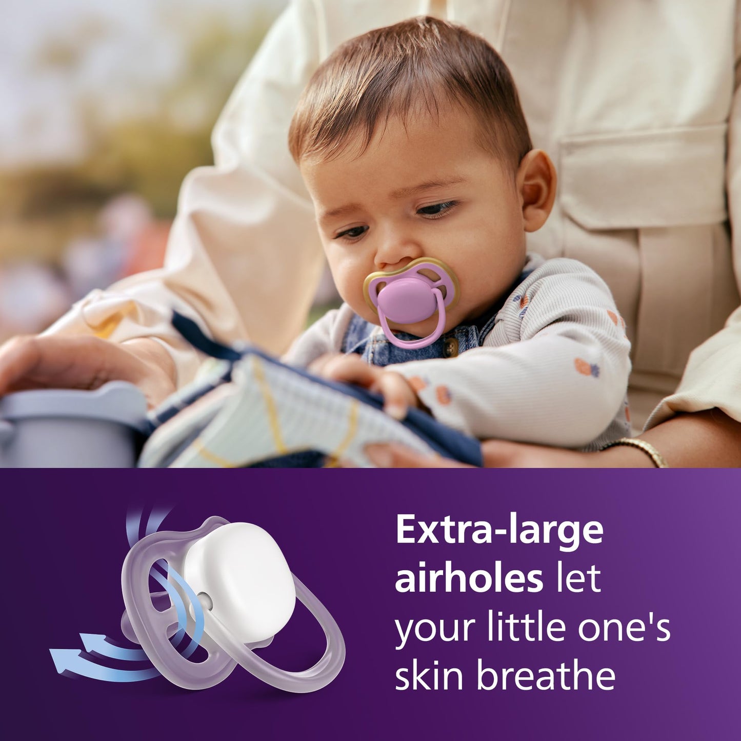 Philips Avent Ultra Air Pacifiers - Orthodontic Design, for Babies 6-18 Months, Soft Silicone Symmetrical Nipple, BPA-Free, 2 Sterilizing Cases, 4 Pack, SCF087/25