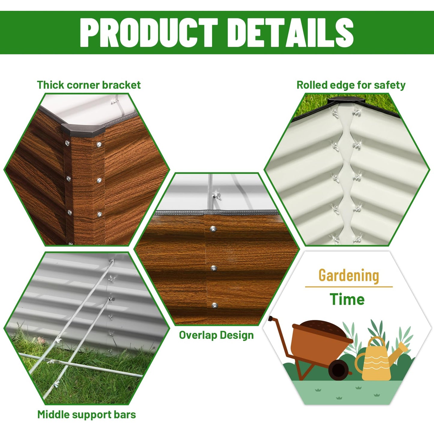 SnugNiture Galvanized Raised Garden Bed 4x4x2FT Outdoor Large Metal Planter Box Steel Kit for Planting Vegetables, Flowers