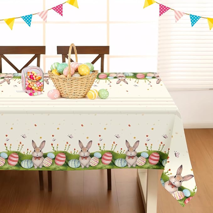 Easter Bunny Tablecloths, 54 x 108 Inches, 3-Pack