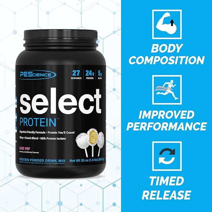 PEScience Select Low Carb Protein Powder, Cake Pop, 55 Serving, Whey and Casein Blend, Keto Friendly, Gluten Free, Best Tasting, Clean Isolate for Women and Men