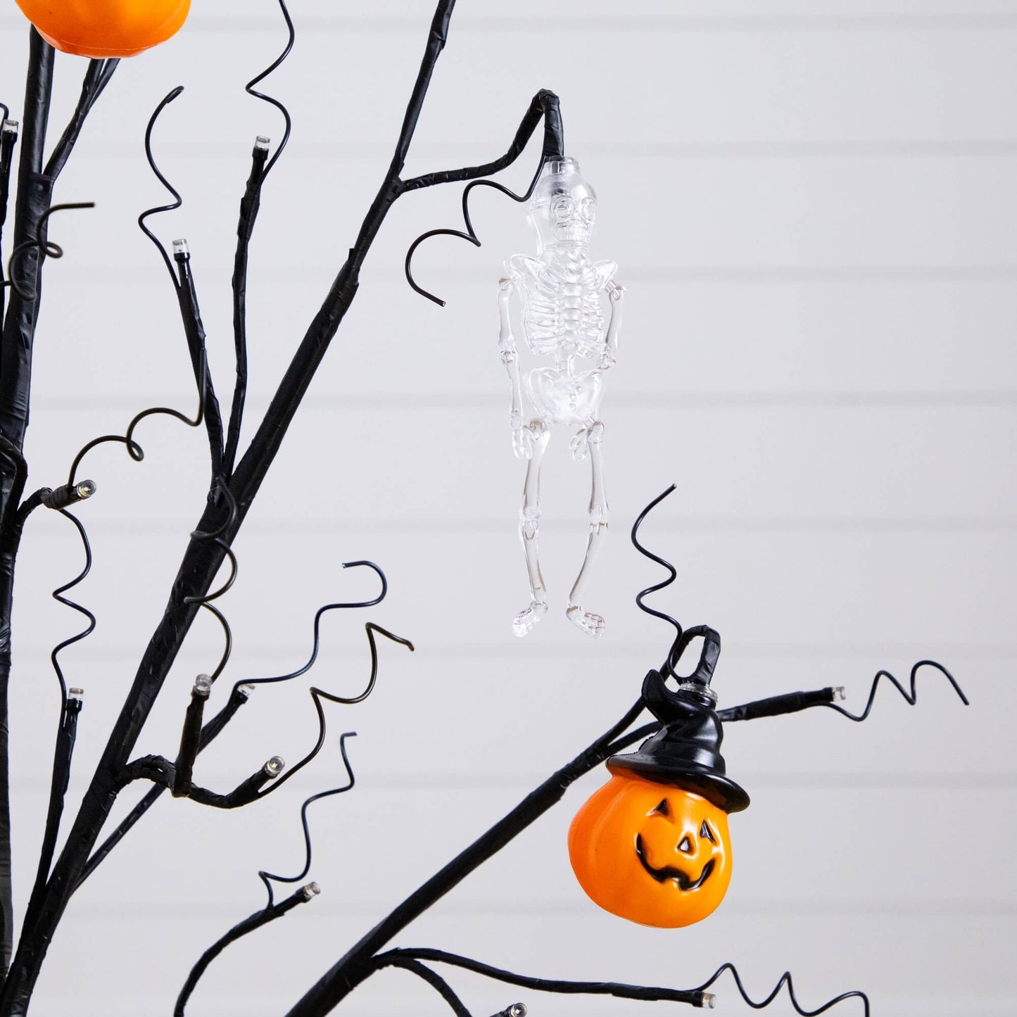 Nearly Natural 3ft Pre-Lit Halloween Pumpkins Skulls Ornament Tree with 48 Warm White LED Lights
