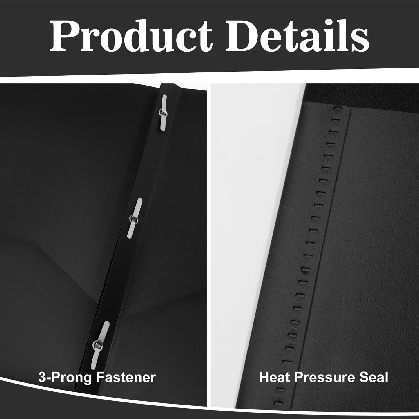 EEHZTSI 12-Pack Plastic Folders with Pockets and Prongs, 2-Pocket Poly Folders with 3 Fasteners Hold 8-1/2" x 11" Paper for School/Office/Home, Black