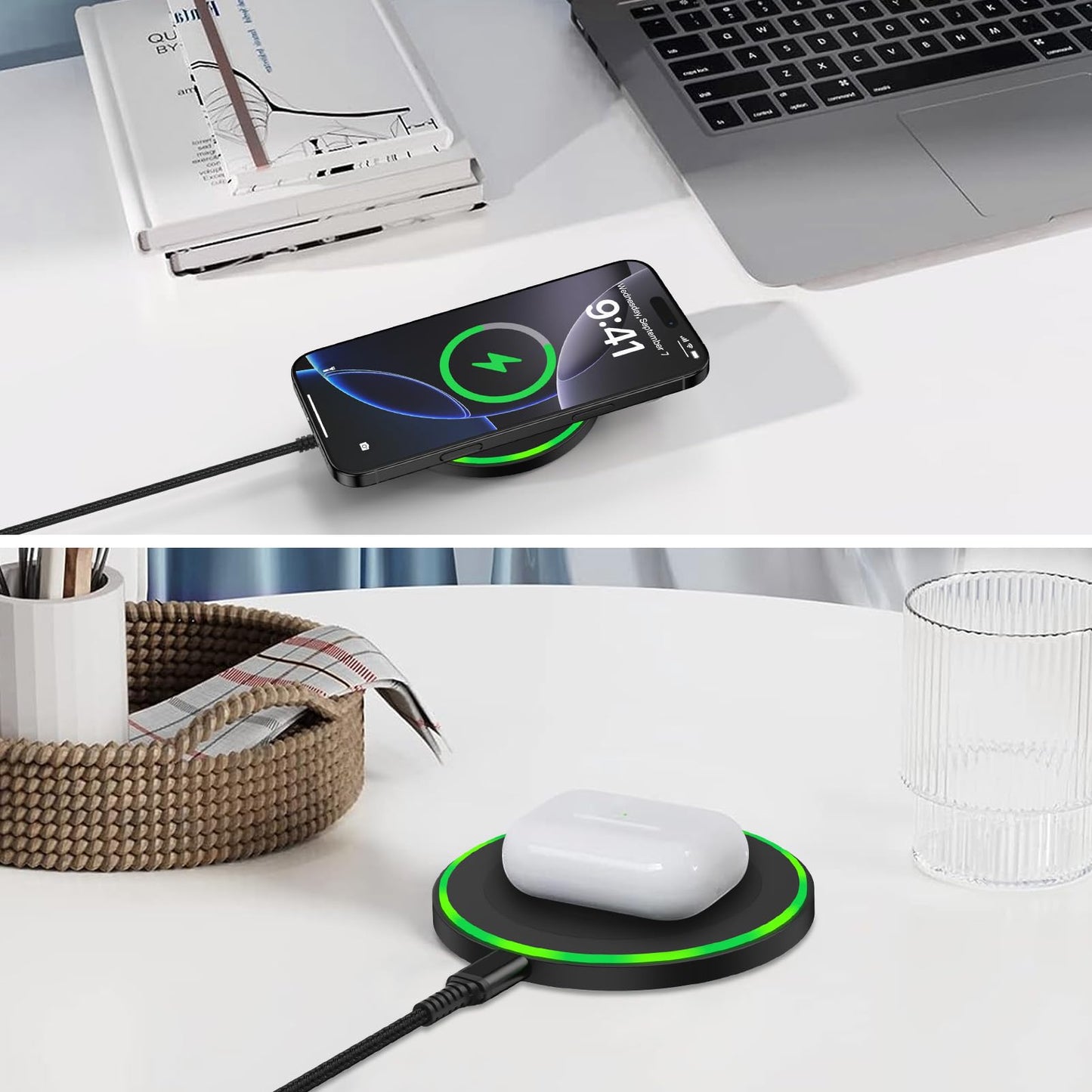15W Wireless Charger Fast Charging Pad for Motorola Moto G Power 2025/razr+/G Stylus 5G 2025/Edge+, Android Wireless Charging Station with 18W Adapter for Samsung Galaxy S26 S25 Ultra S24 FE, Pixel 10