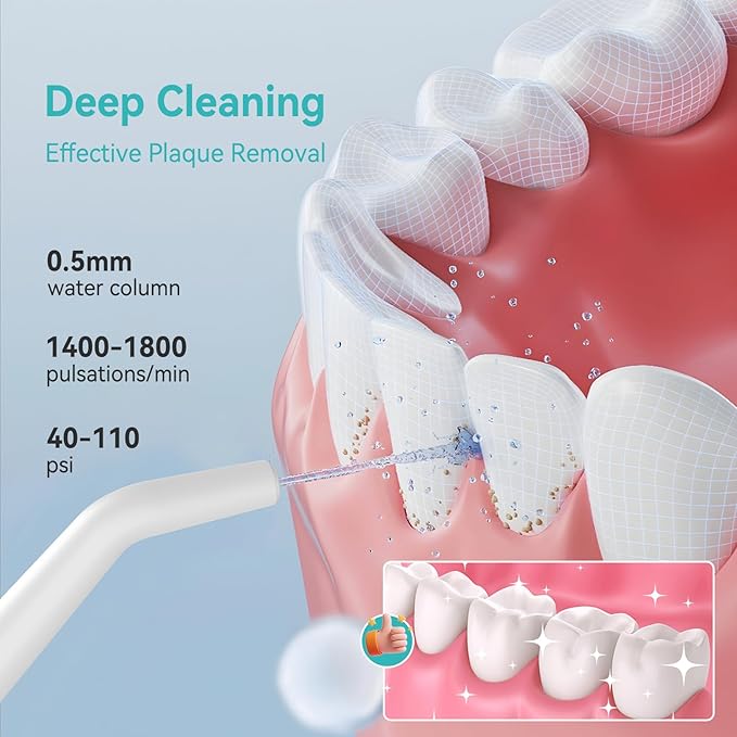 Water Dental Flossers for Teeth，300ML Cordless Portable Electric Water Flosser, 4 Modes Oral Irrigator, Waterproof Rechargeable Water Floss for Deep Cleaning,Plaque Remover,Braces Home Travel Use