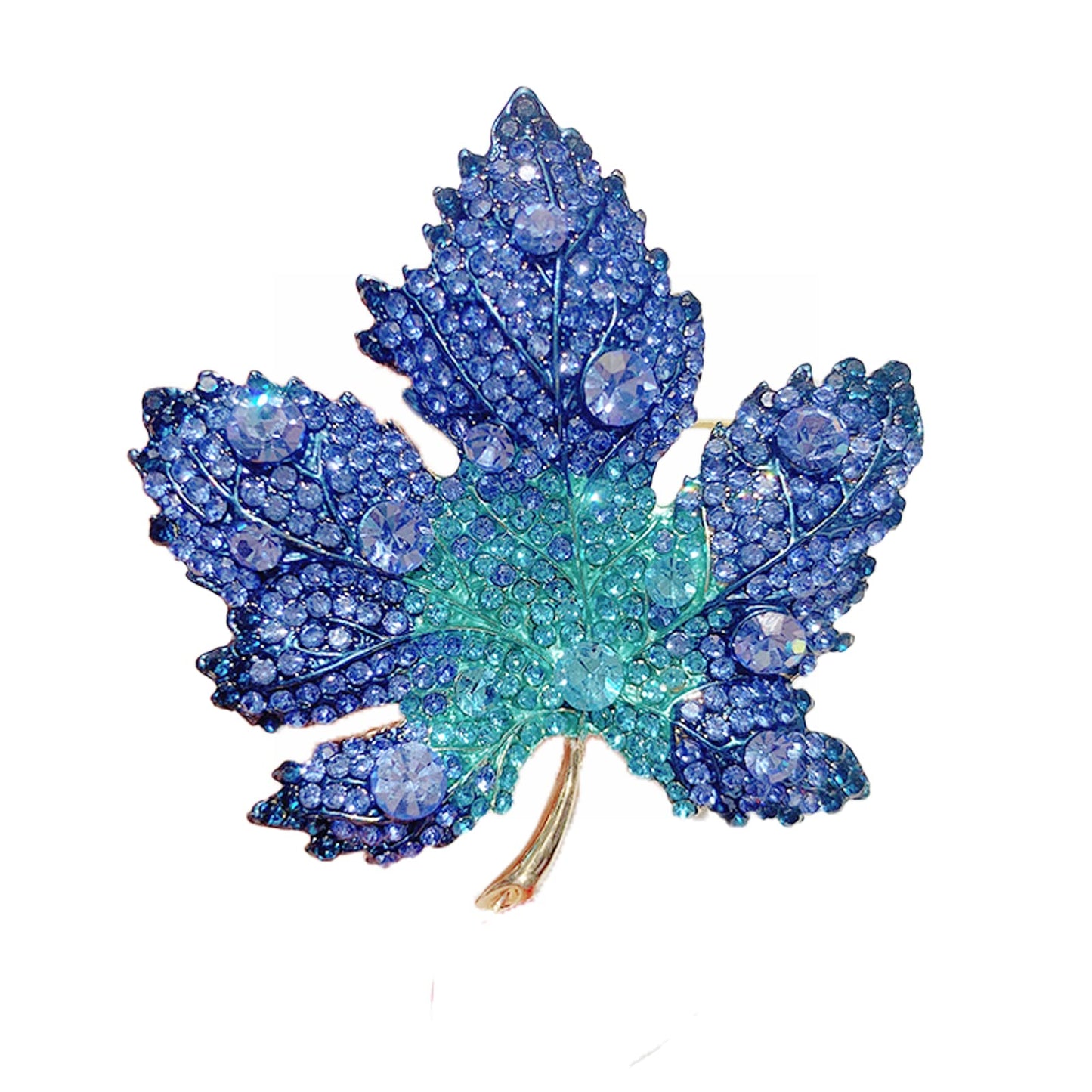 AILONMEI Brooches for Women Fashion Large Leaf Corsage Broach Costume Womens Brooches & Pins (Blue Maple Leaf)