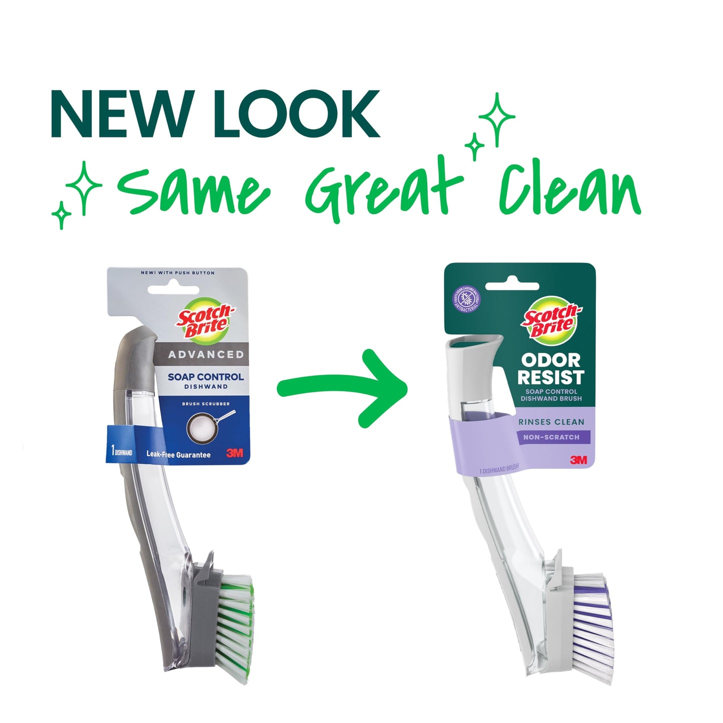 Scotch-Brite Odor Resist Soap Control Dishwand Brush, 1 Cleaning Dish Wand Brush, Precise Soap Control, Leak-Free Guarantee, Safe on Dishes, Nonstick Cookware, Tubs