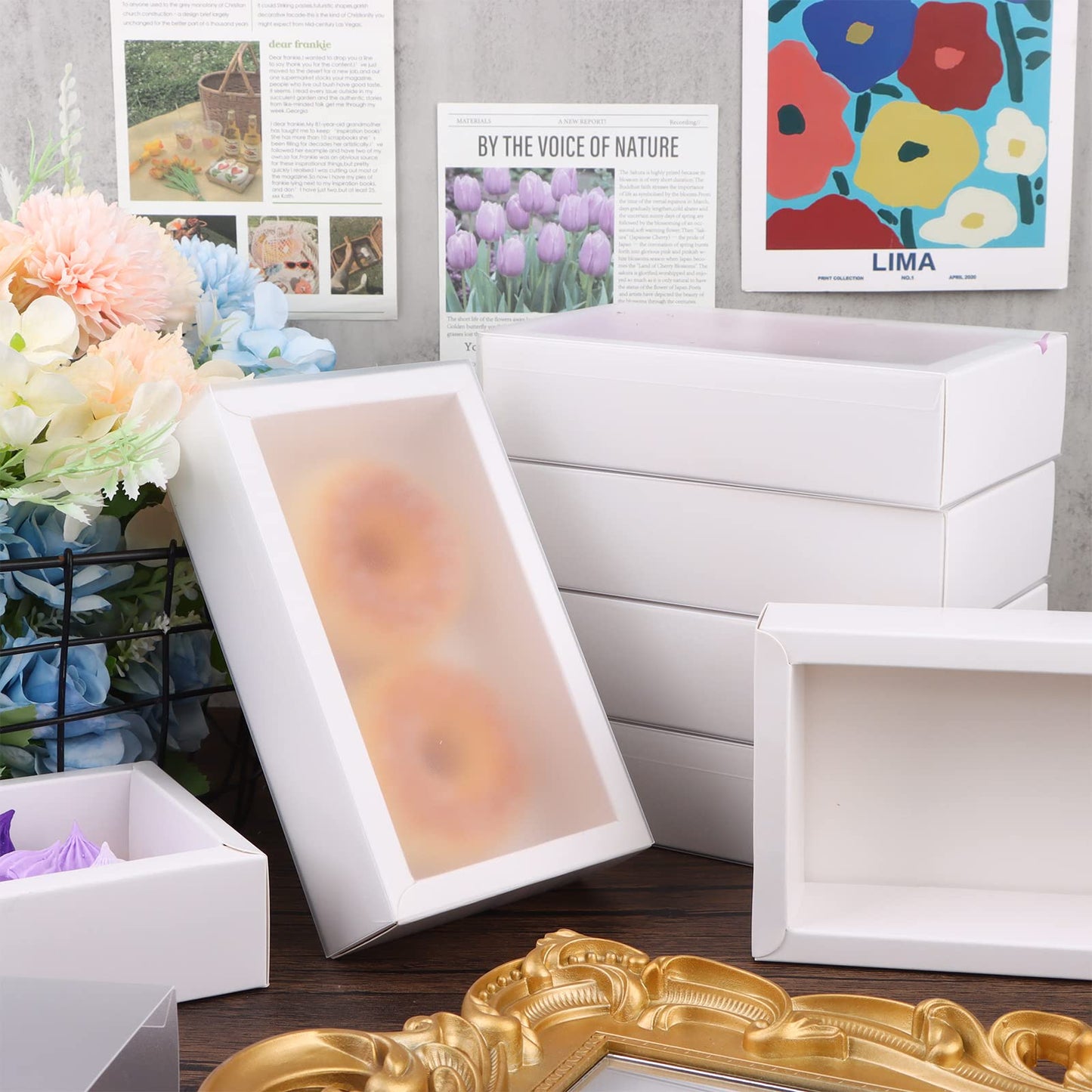 26 PCS Rectangle Drawer Kraft Boxes Small Cardboard Present Packaging Boxes for Party Favor Treats, Candy and Jewelry Crafts, 6.5 x 3.7 x 1.6 inch (Clear,White)